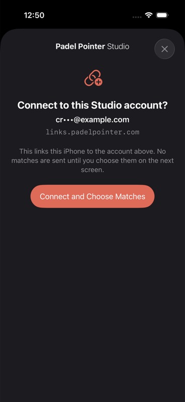 Masked Studio account confirmation screen on iPhone