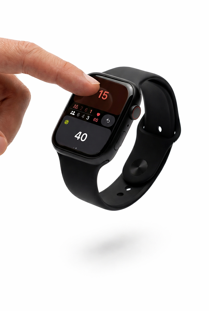 Player recording a padel point in Padel Pointer on Apple Watch